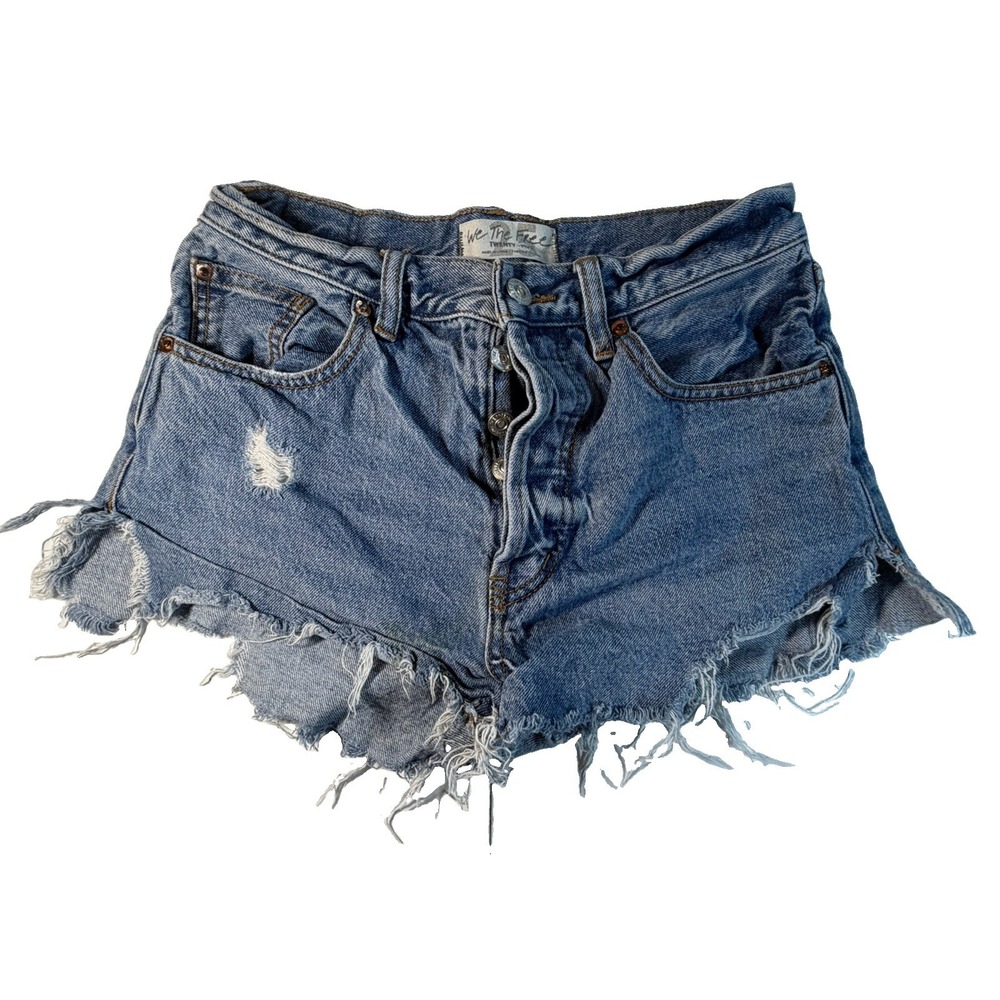 Free People We The Free Shorts Women's 25 Distressed Denim Cutoff Button Fly